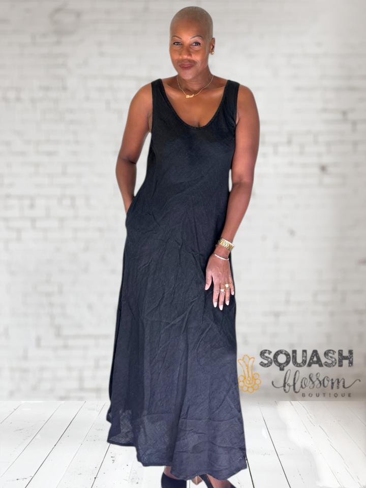 Linen Bias Maxi Dress