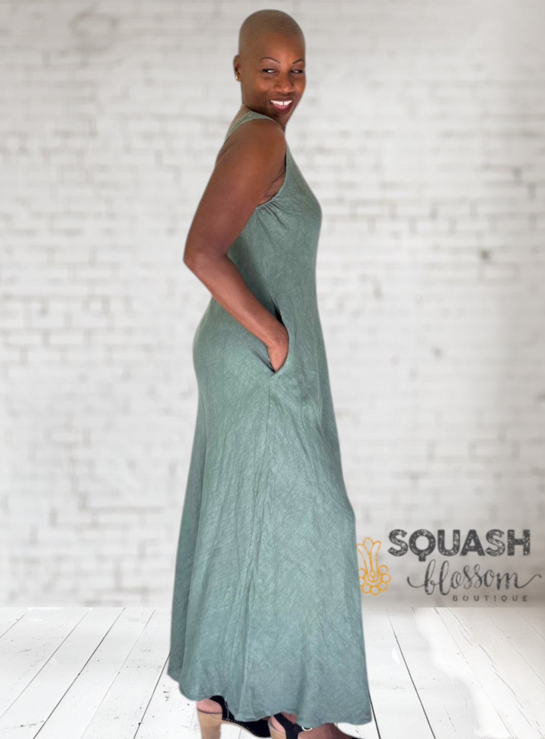 Linen Bias Maxi Dress