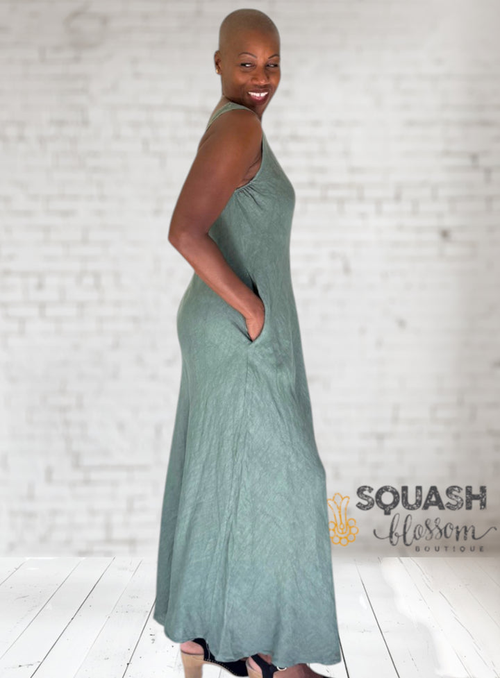 Linen Bias Maxi Dress