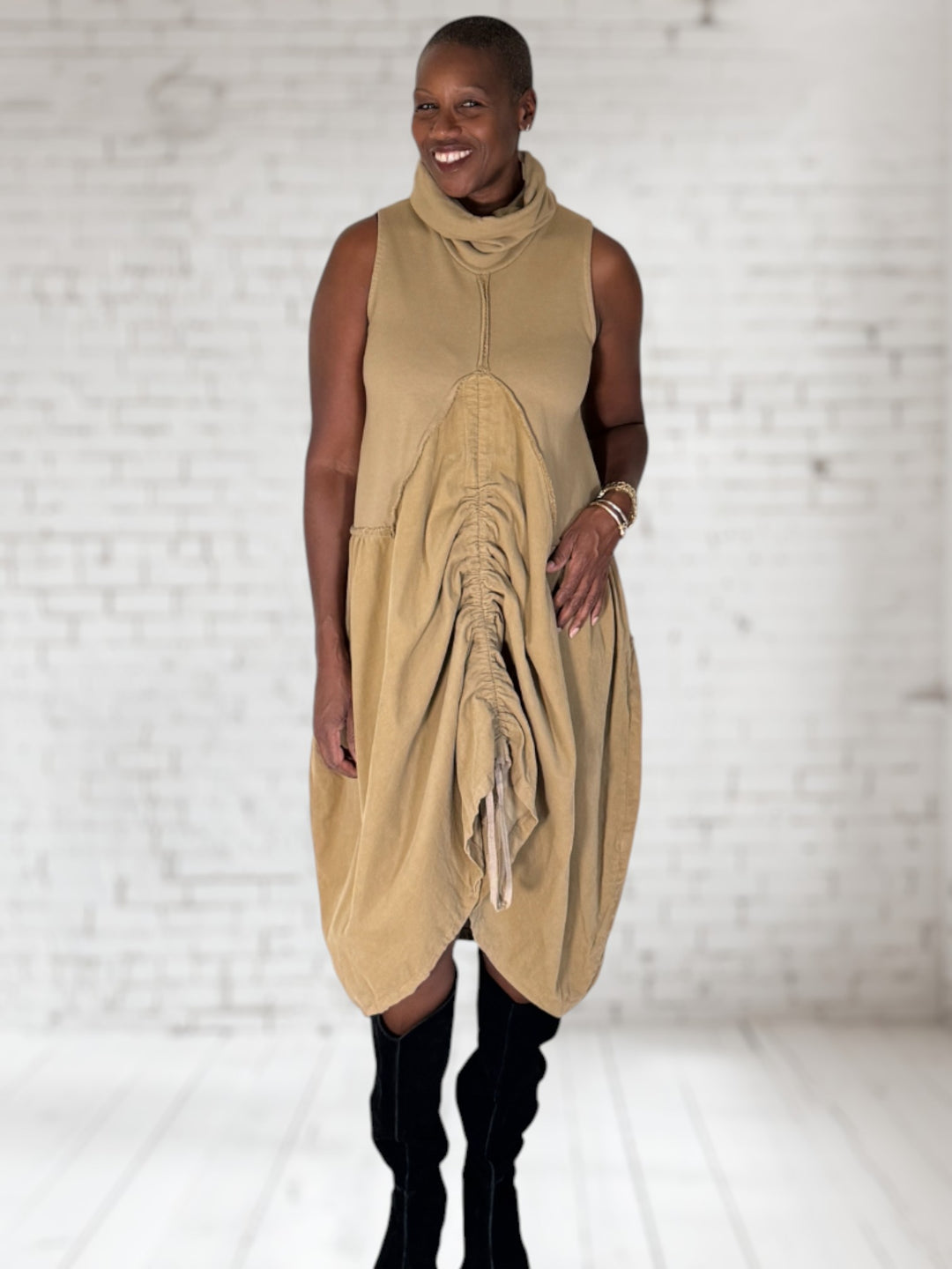 Cord Cowl Dress
