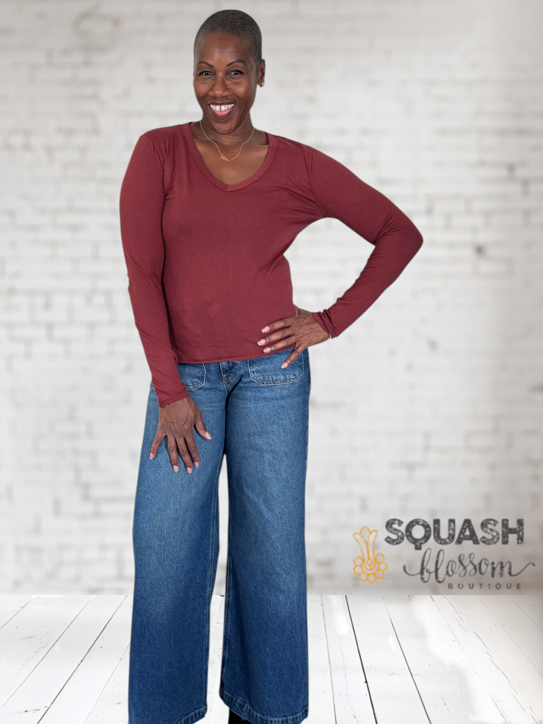 Seamed V neck