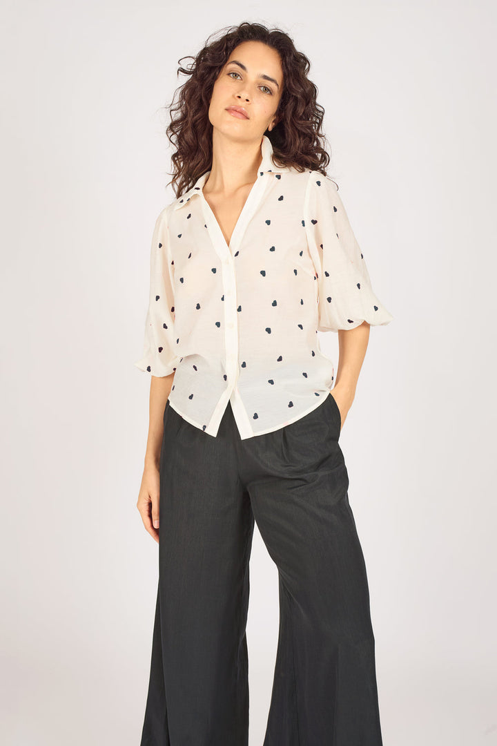 Navy Charlie Button Up Top