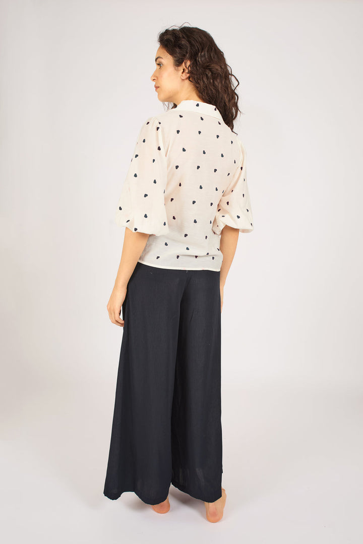 Navy Charlie Button Up Top