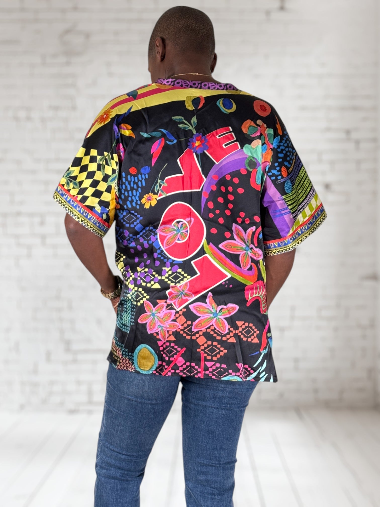 Johnny's - sapyun Johnny Was Audrey Short Sleeve Mandarin Collar Tunic