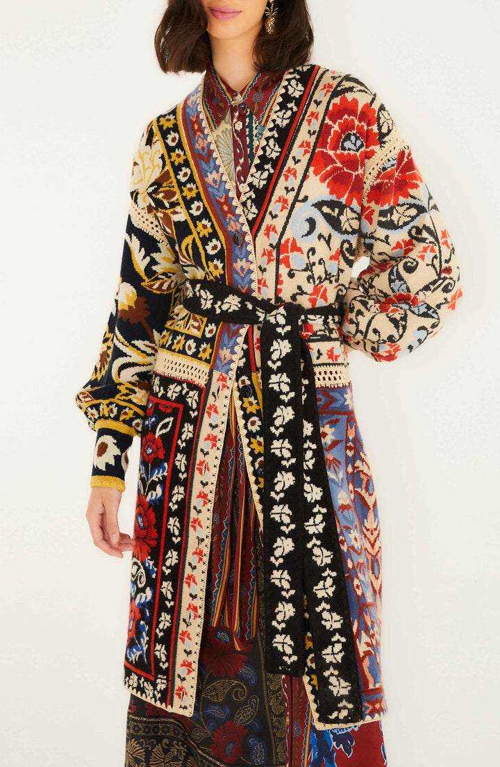 Flower Patchwork Knit Cardi