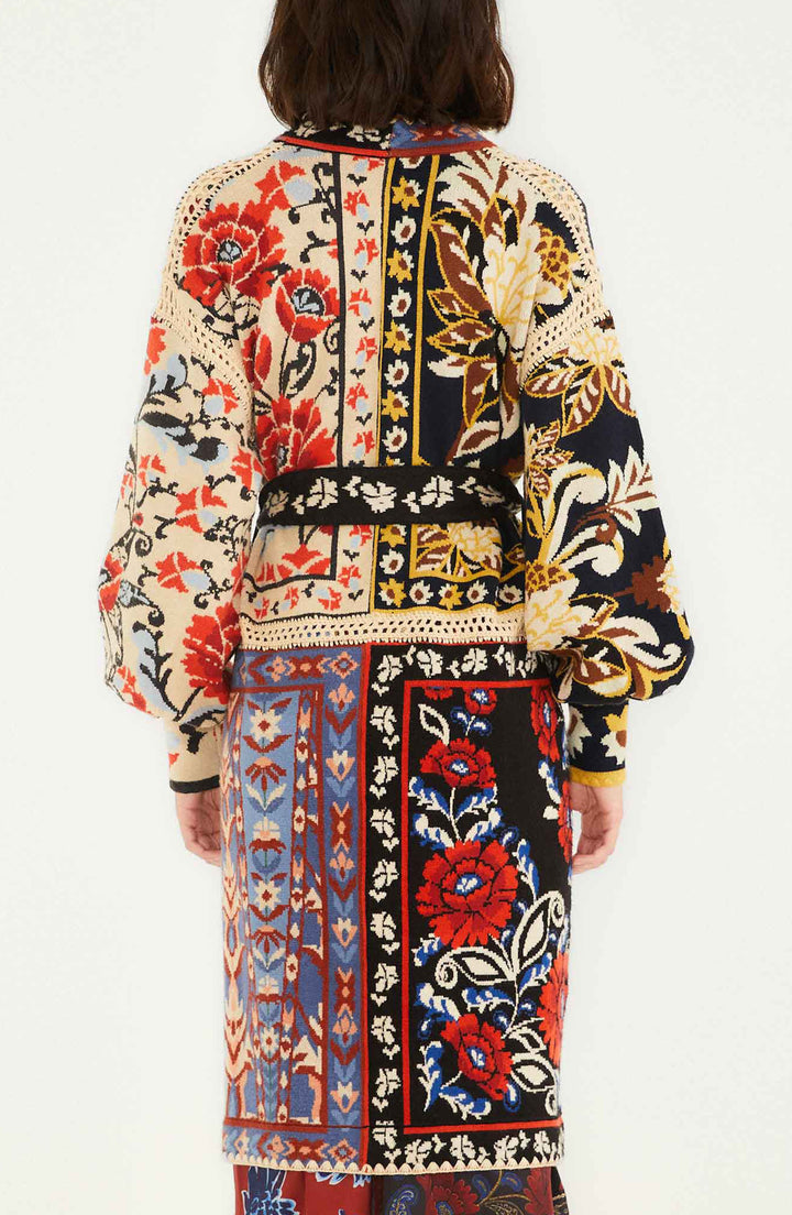 Flower Patchwork Knit Cardi