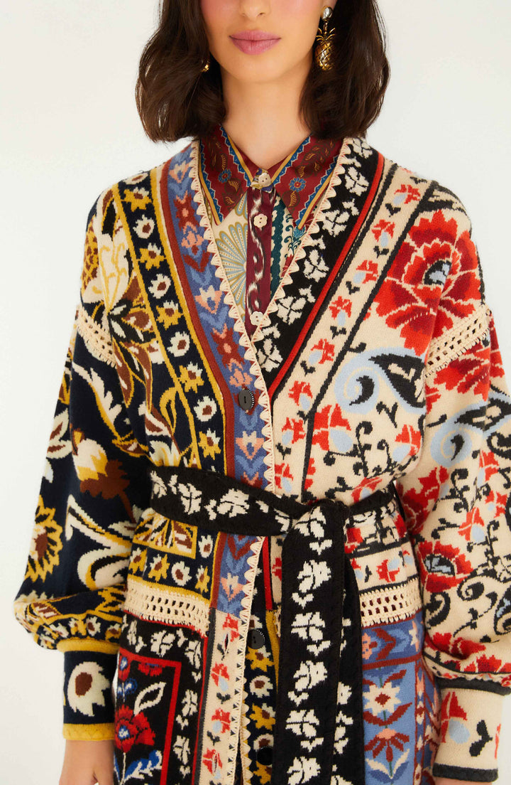 Flower Patchwork Knit Cardi
