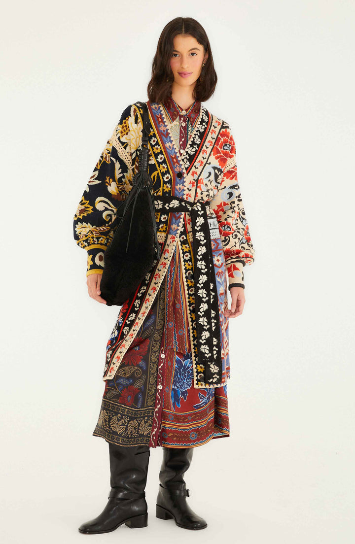Flower Patchwork Knit Cardi