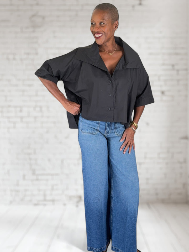 Cropped Structure Collar Top