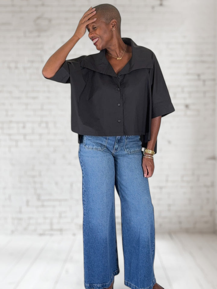 Cropped Structure Collar Top