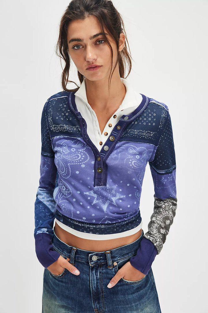 Indie Printed Cuff Top