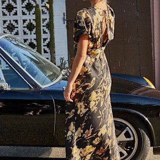 Lace Neck Empire Floral Dress