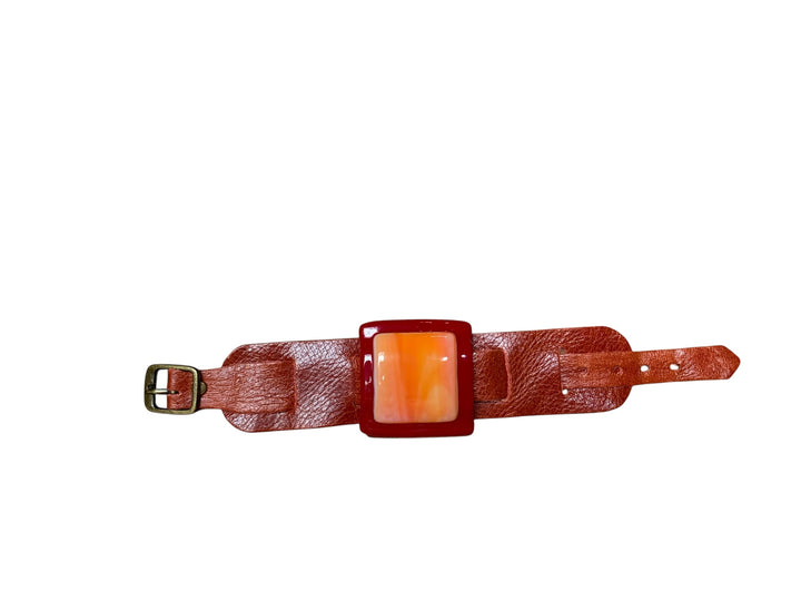 Hand Glass Leather Bracelet