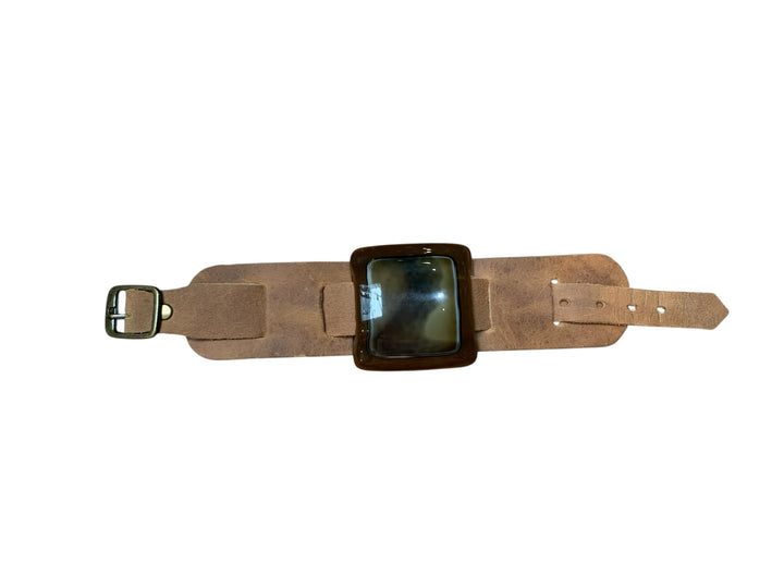 Hand Glass Leather Bracelet