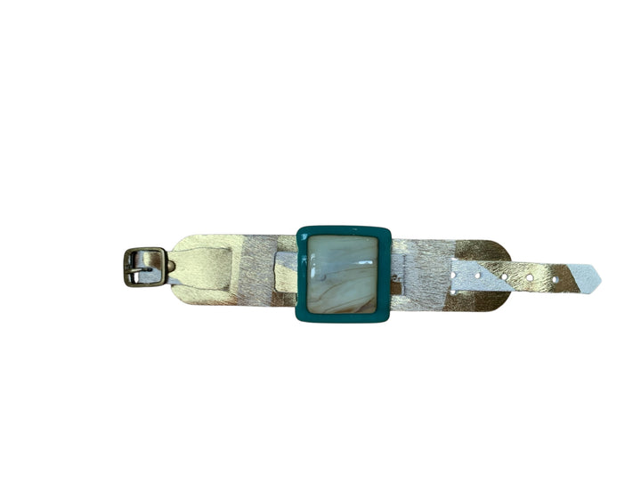 Hand Glass Leather Bracelet