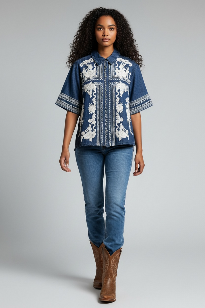 Short Kimono Sleeve Shirt