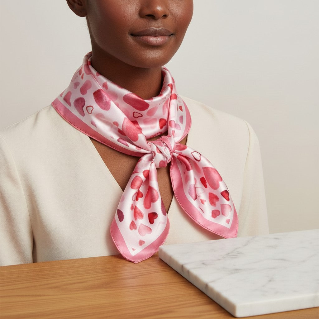 Watercolor Heart Silky Scarf