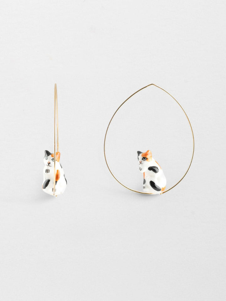 Sitting Cat Hoop Earrings