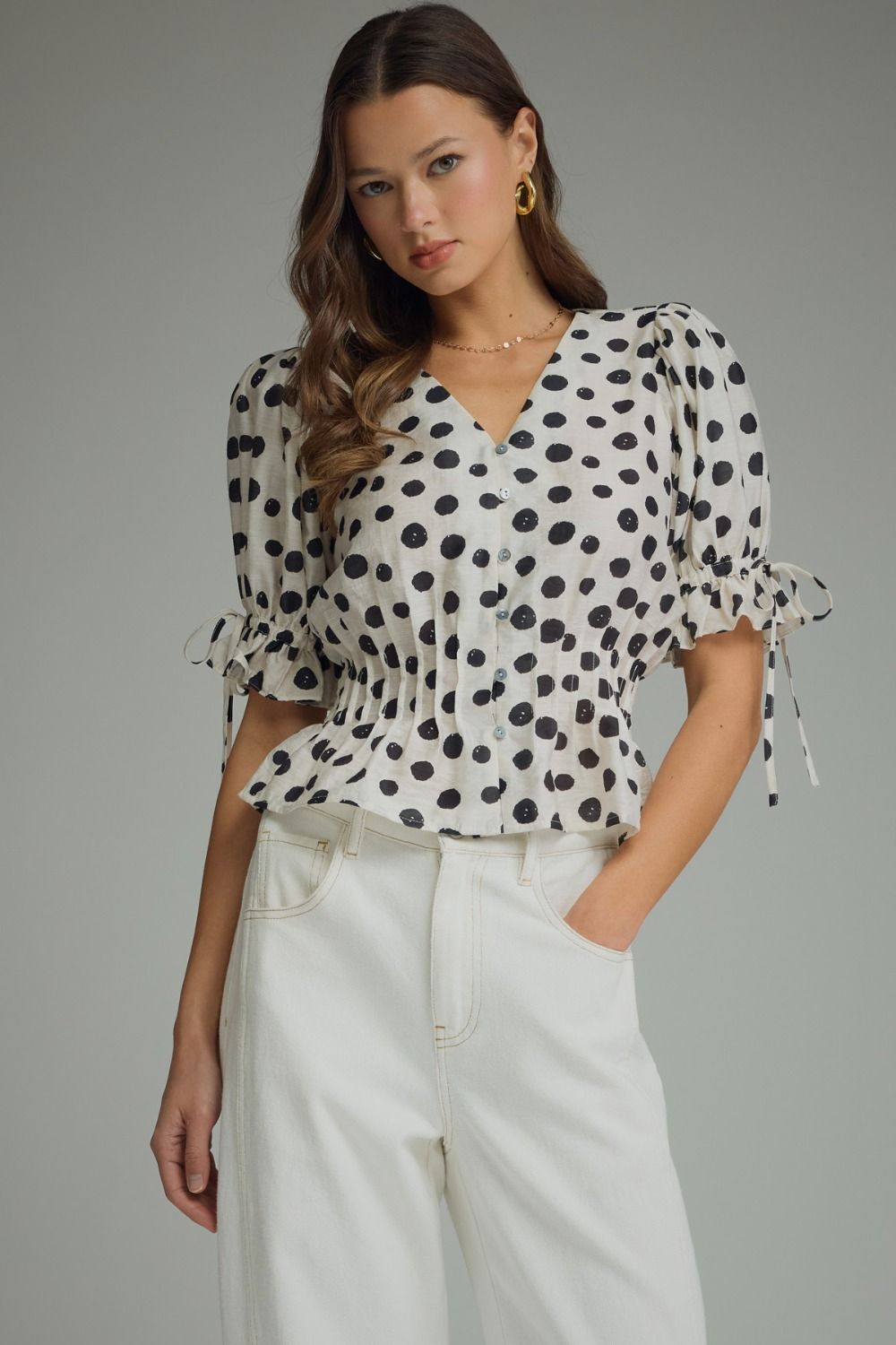 Dotted Button Up Top
