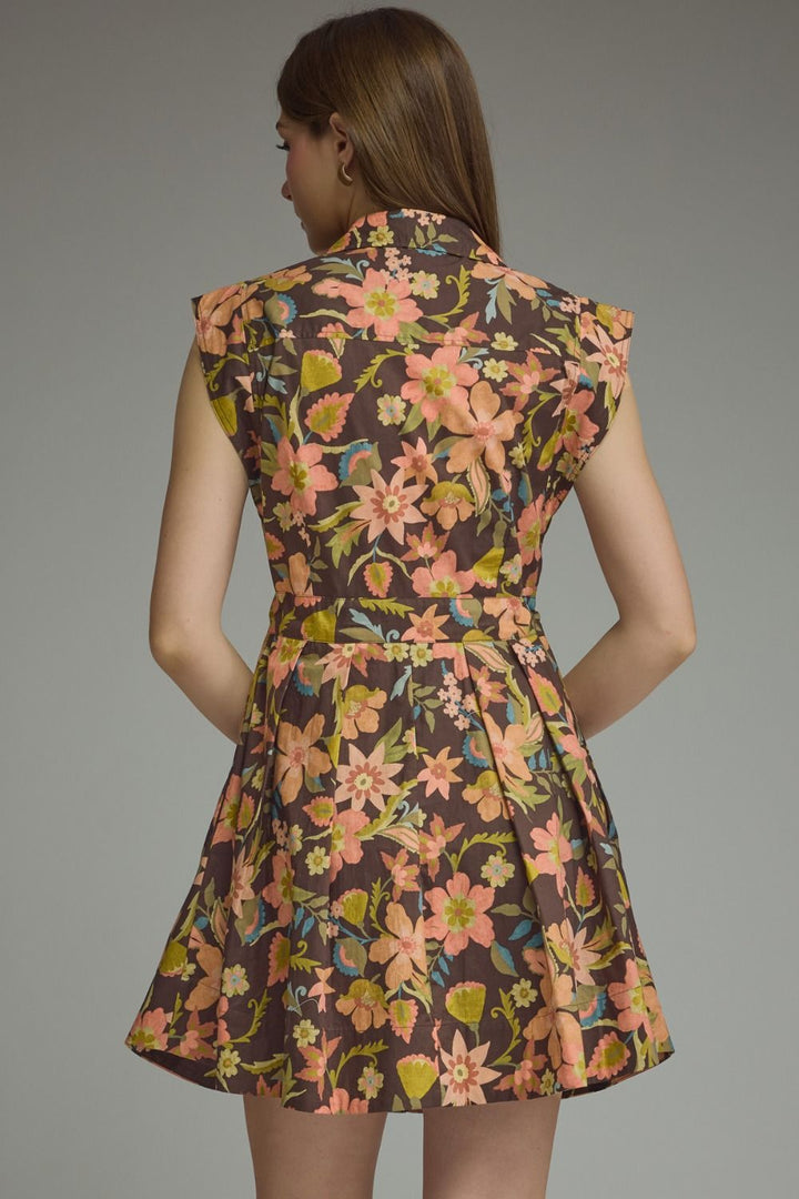 Floral Tie Mini Dress