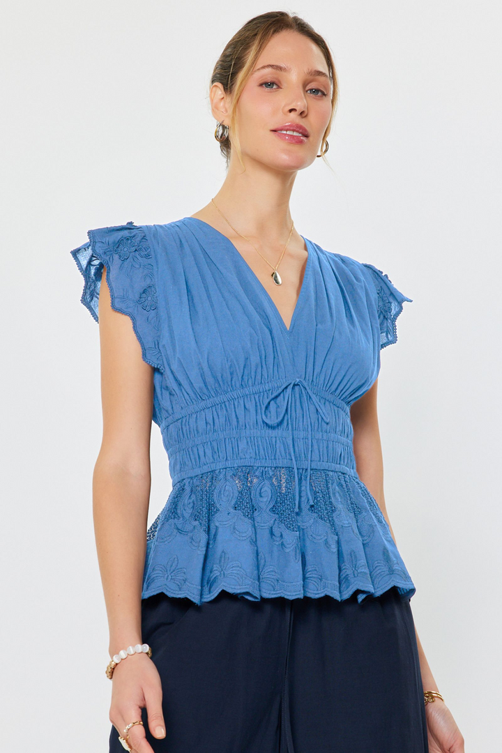 Ruffle Short Sleeve Peplum Top