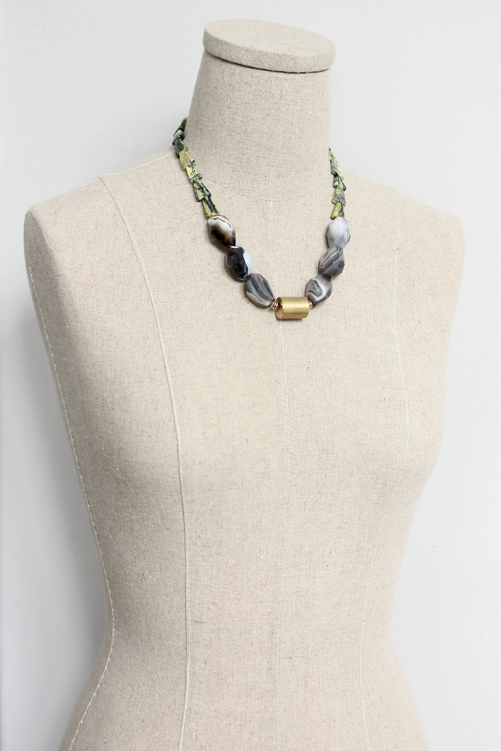 Agate + Serpentine Necklace