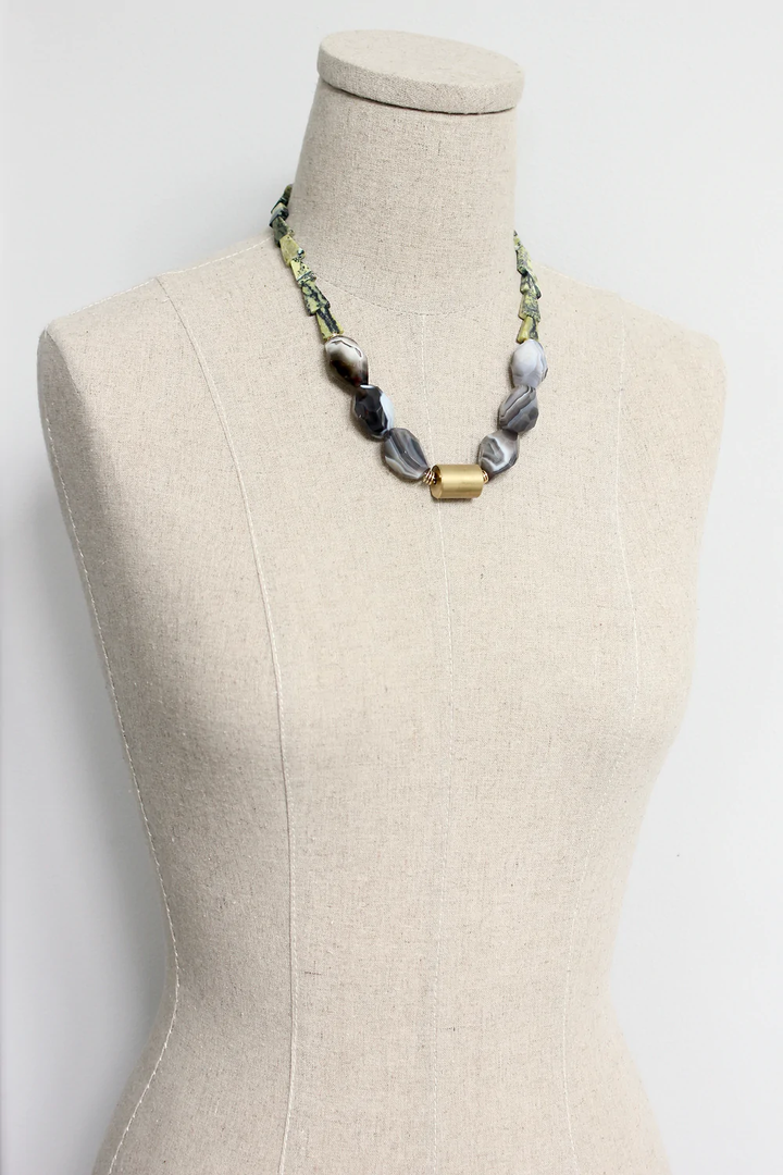 Agate + Serpentine Necklace