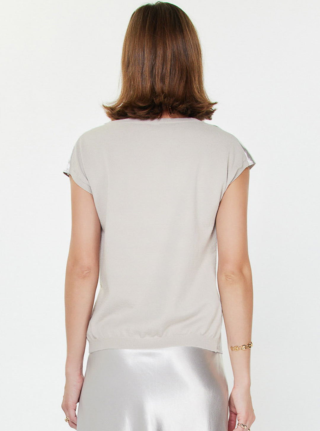 Metallic Cowl Short Sleeve