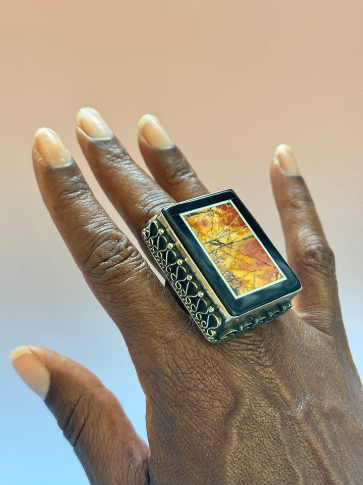 Picture Jasper Frame Ring