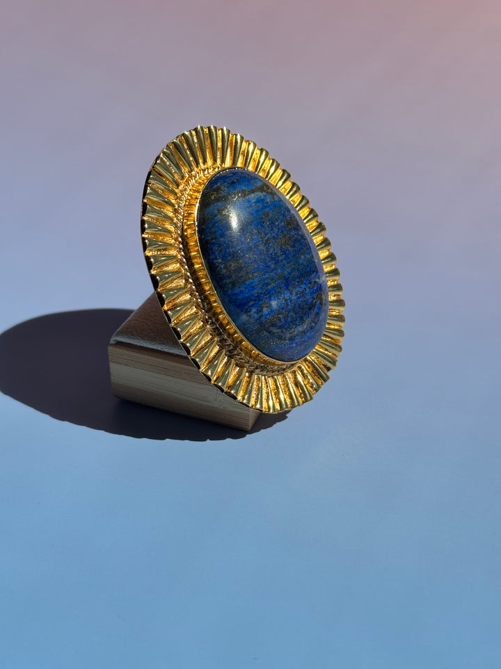 Lapiz Lazuli Gold Plated Adj Ring
