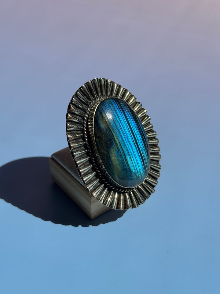 Labradorite Stripe Adjustable Ring