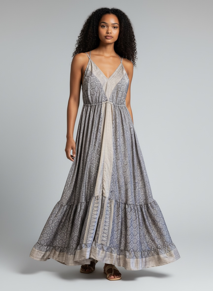 Up-cycled Silk Spaghetti Strap Dress
