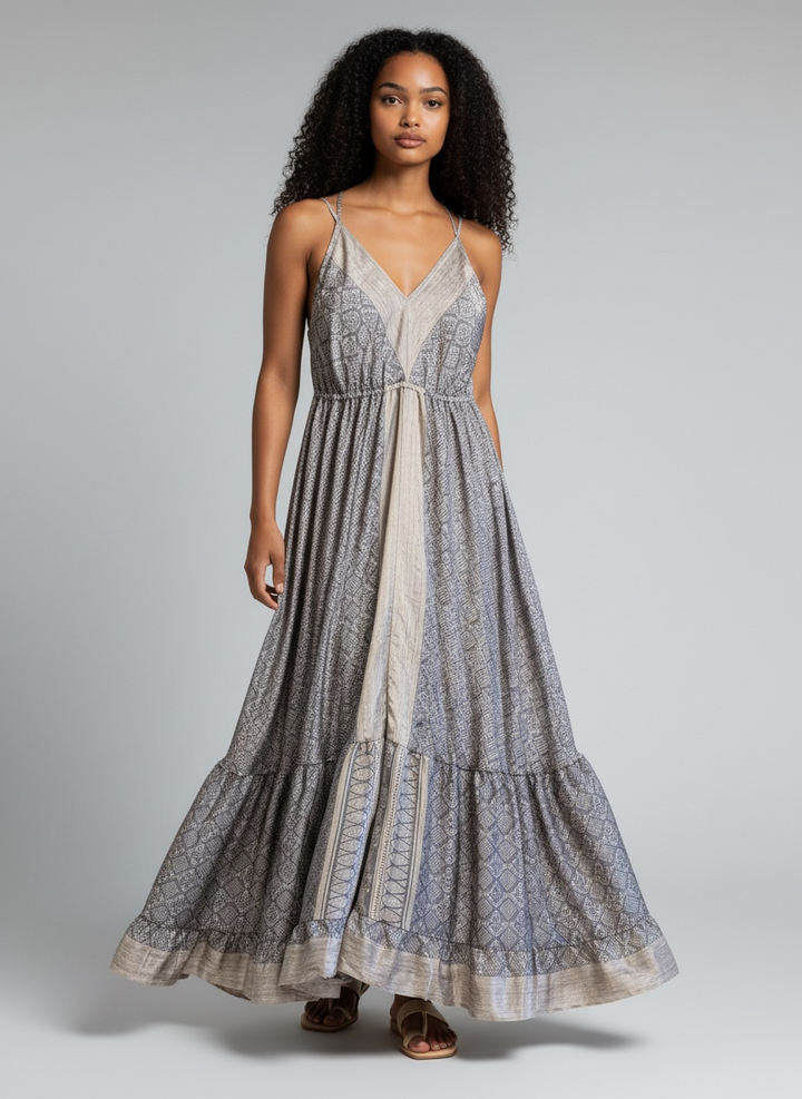 Up-cycled Silk Spaghetti Strap Dress