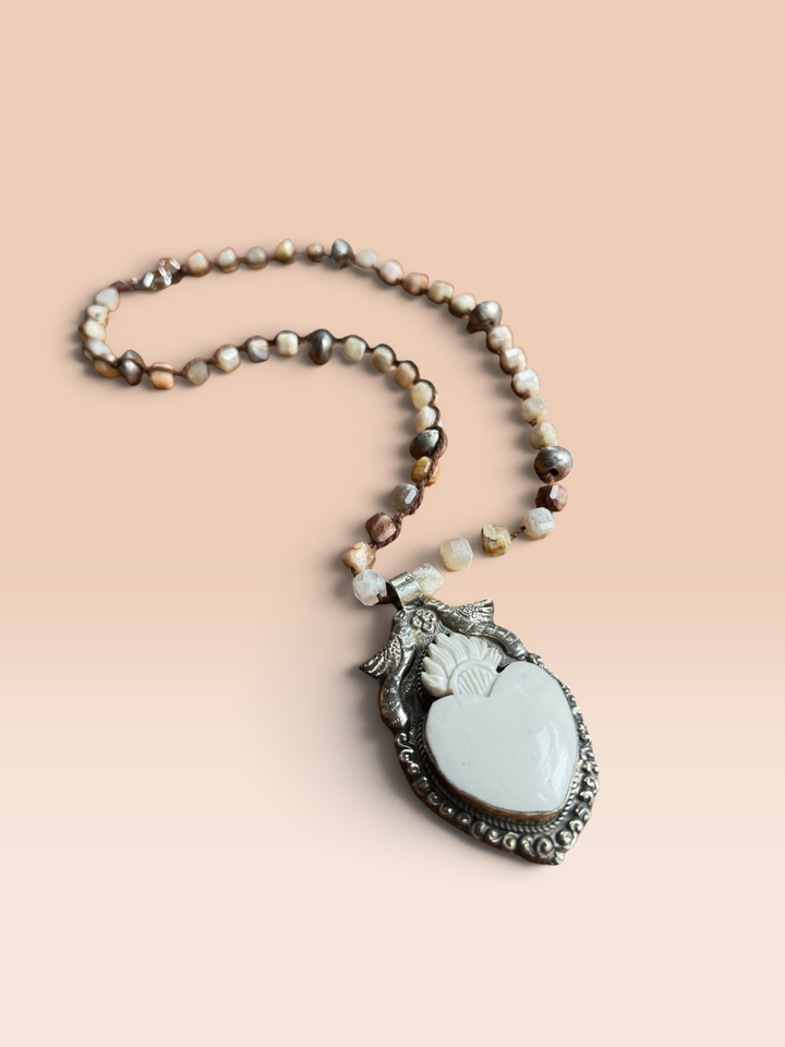 Heart Bone Moonstone Necklace