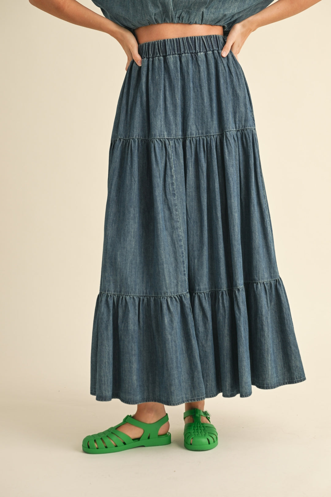 Tiered Denim Skirt