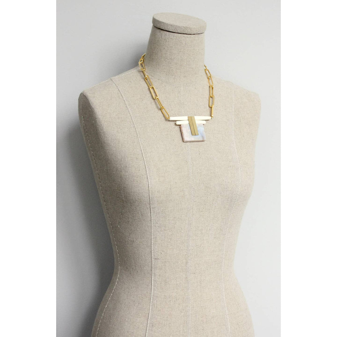 Chain + Pink Agate Necklace