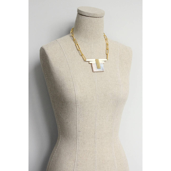 Chain + Pink Agate Necklace