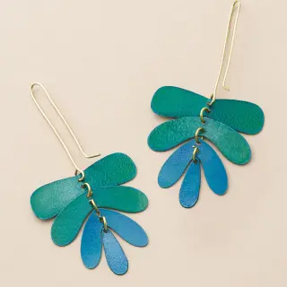 Chameli Leaf Teal Drop Earrings