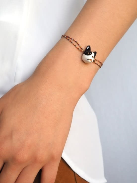 Black & White Frenchie Charm Bracelet