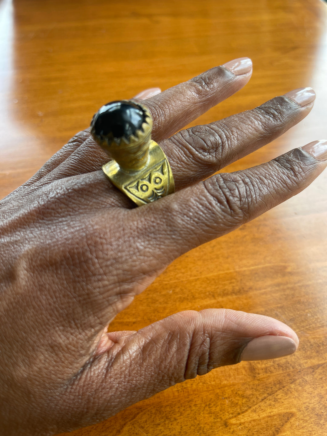 Moro Tuareg Black Sphere Ring