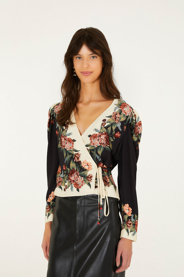 Winter Floral Long Sleeve Blouse