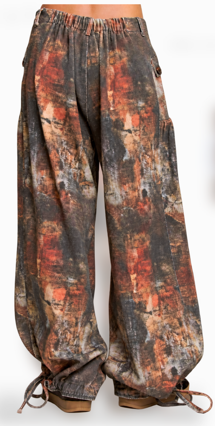 Tie Dye Denim Balloon Pants