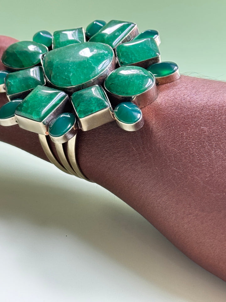 Green Onyx Cluster Statement Cuff