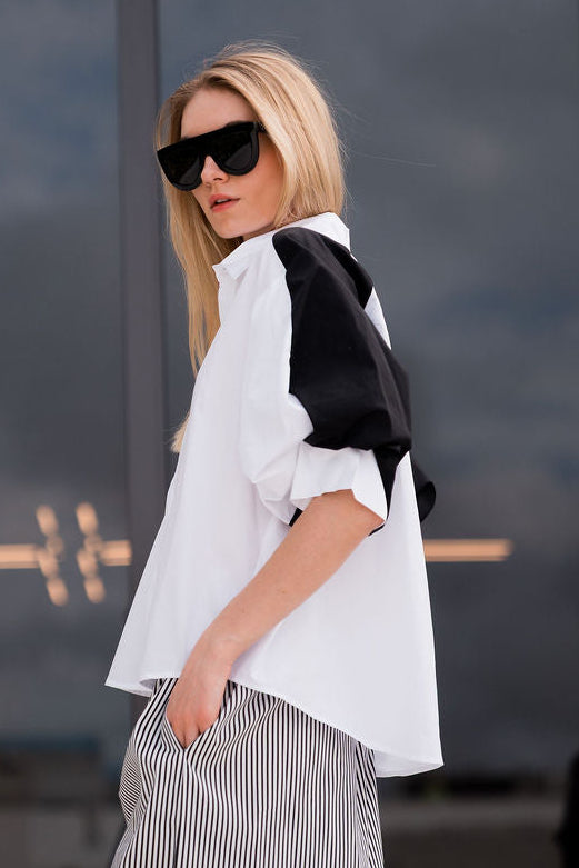 Cotton Balloon Sleeve Shirt
