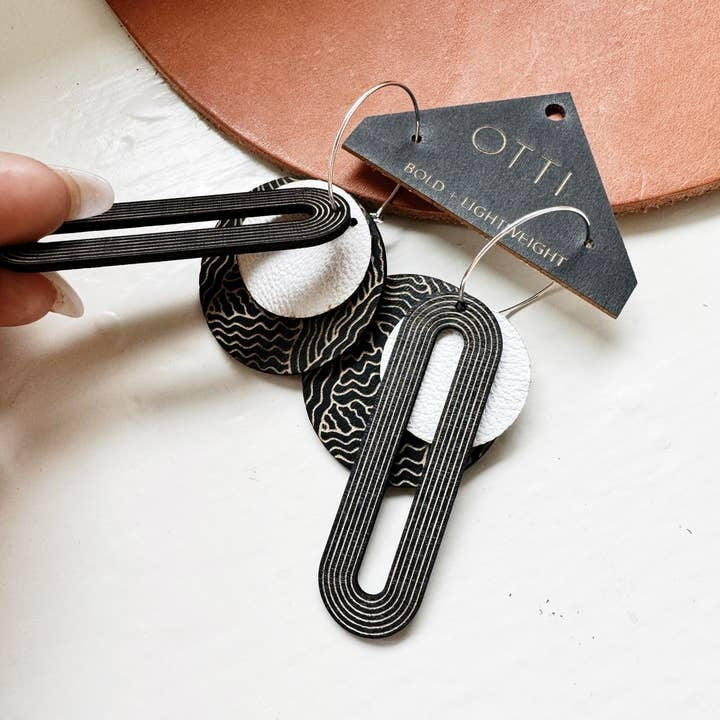 Black & White Linework Arch Earrings