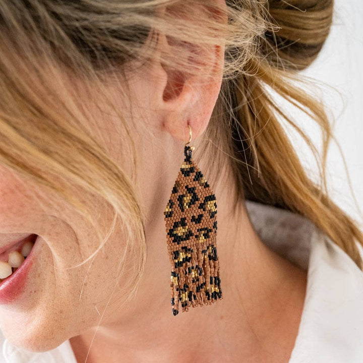 Delilah Cheetah Fringe Earrings