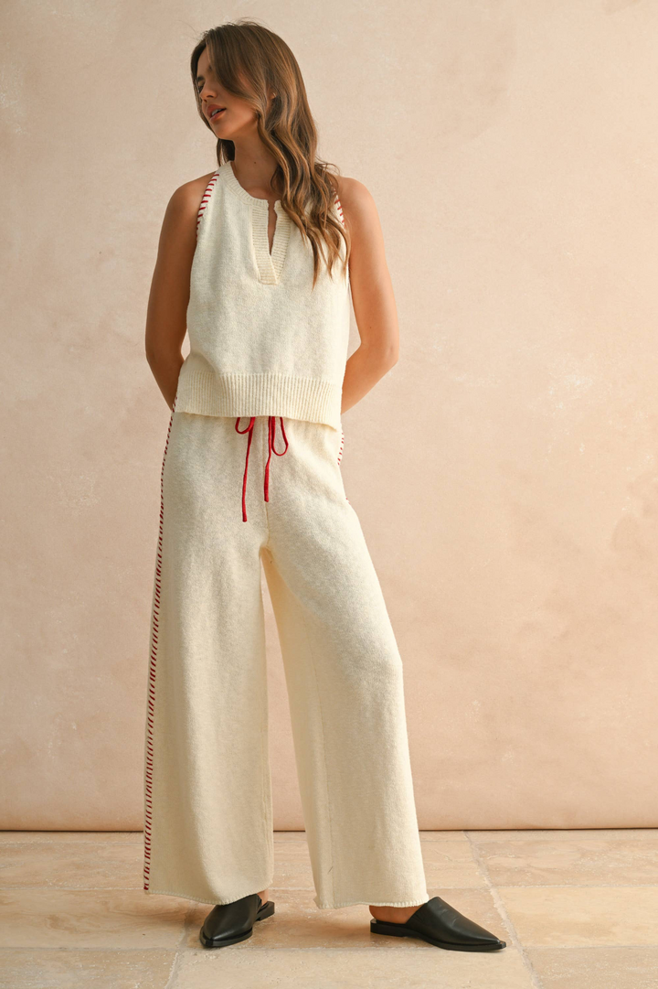 Stitch Detail Knitted Pants