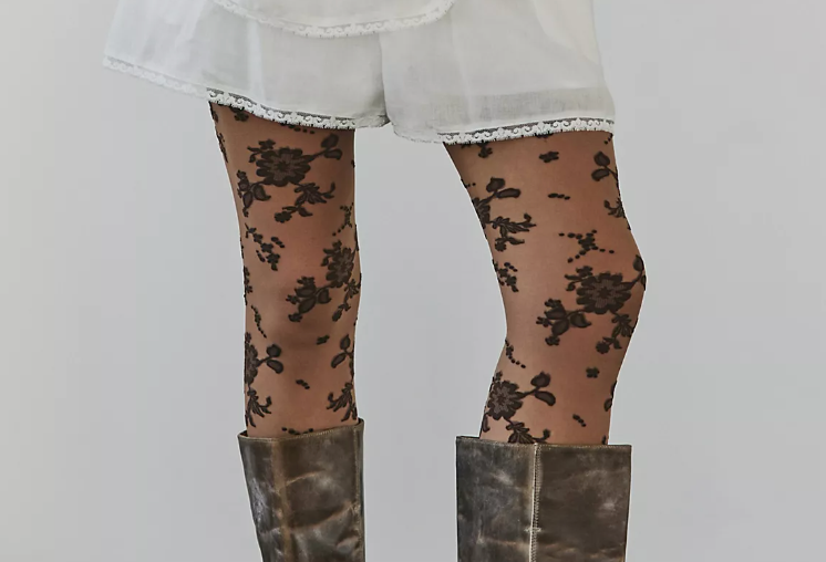 Flocked Floral Tight