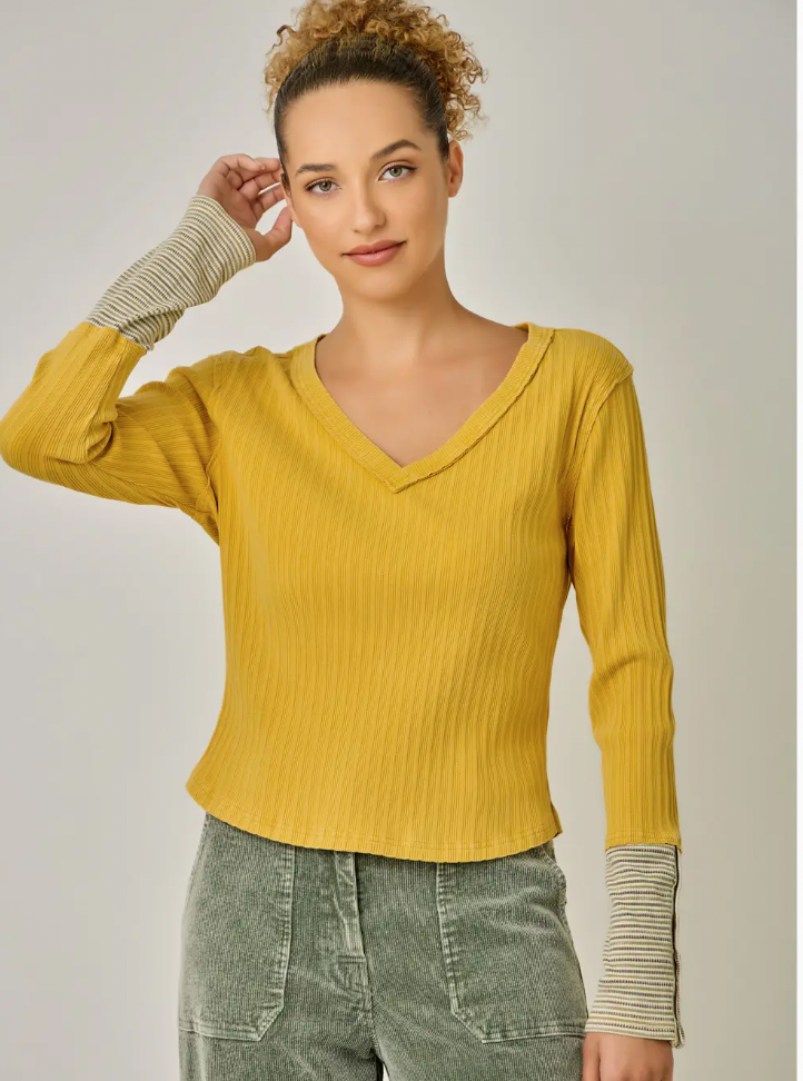 Washed V Neck Top