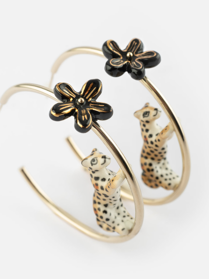 Leaping Leopard Half-Moon Earrings